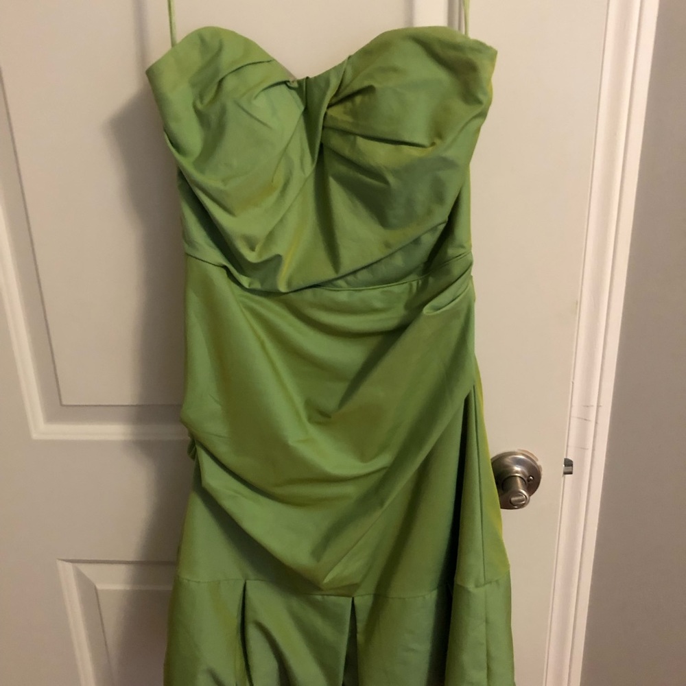 Green strapless semi formal dress